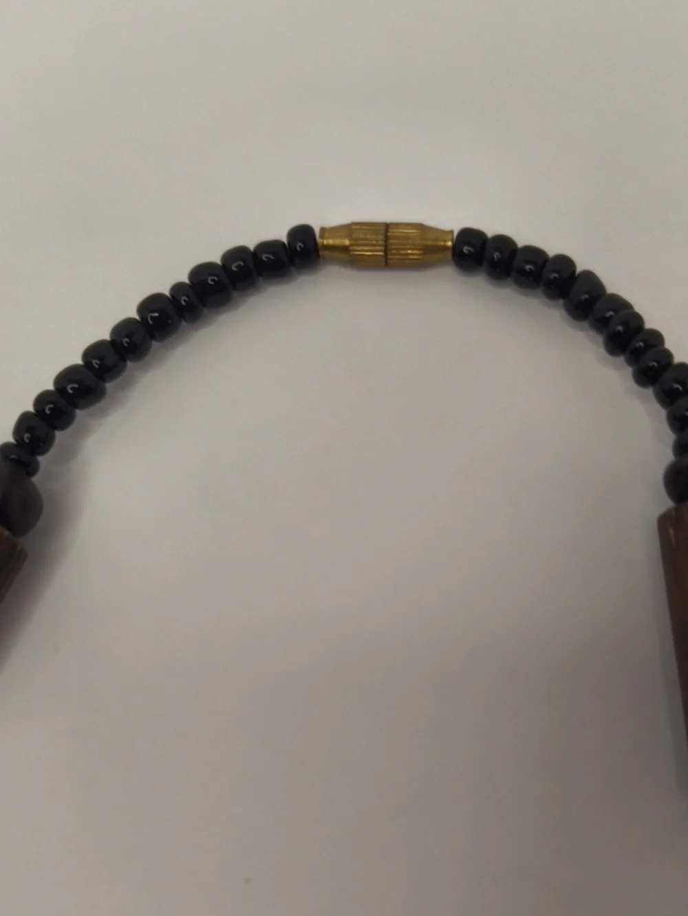 Natural Wood Bead Necklace Vintage Barrel Clasp